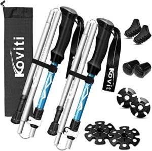 Koviti Trekking Poles - Collapsible Hiking Poles 2pc Pack, Lightweight Walking Poles with 8 Season Accessories, Aluminum Alloy 7075 - Adjustable Quick Lock for Hiking, Camping