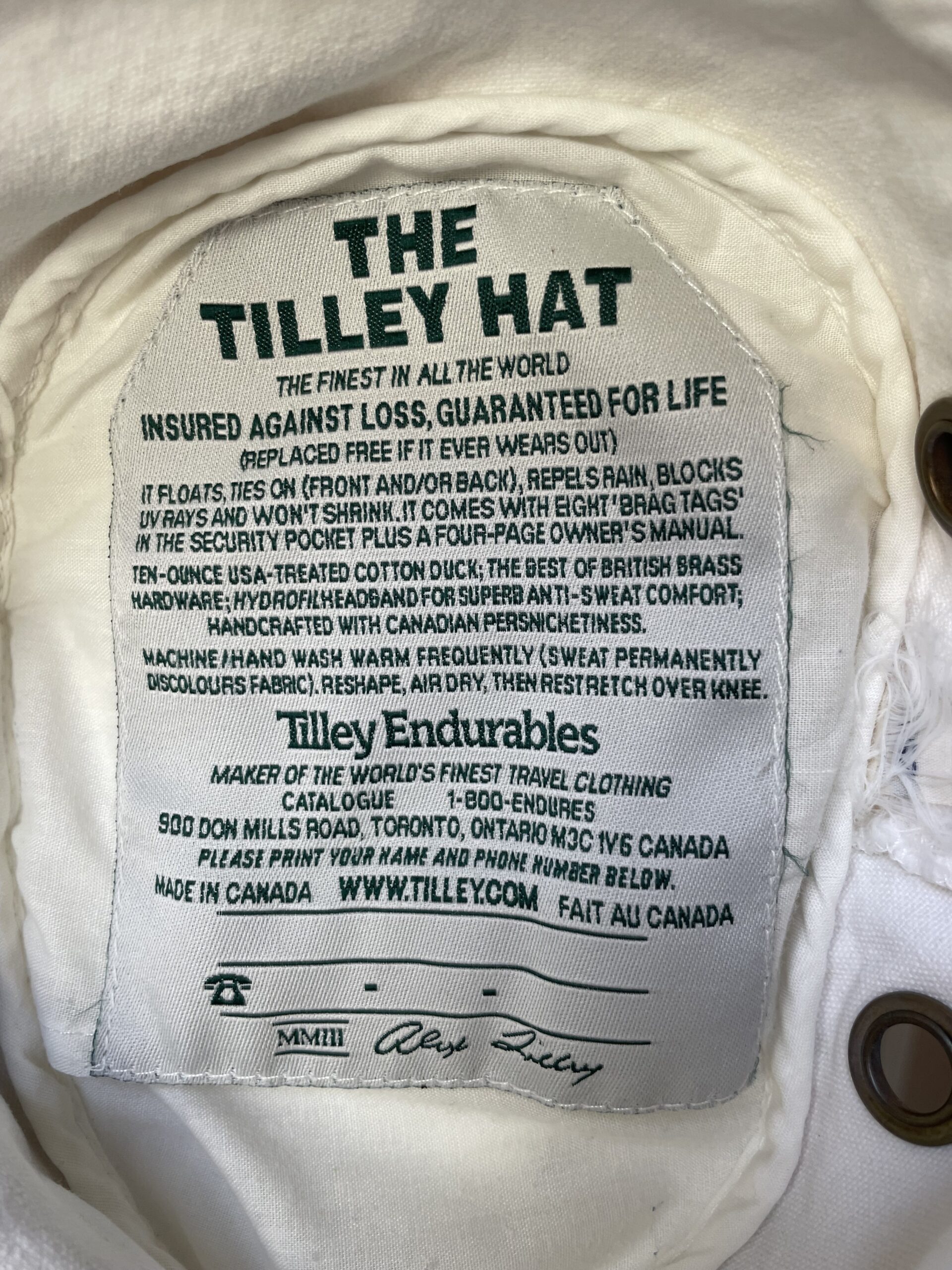 The Tilley Hat Guarantee